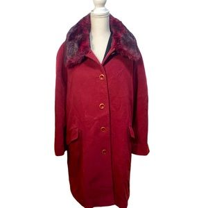 Vintage Penny Lane Burgundy Jacket/Coat Red Fur Size 1X Dennis Basso
